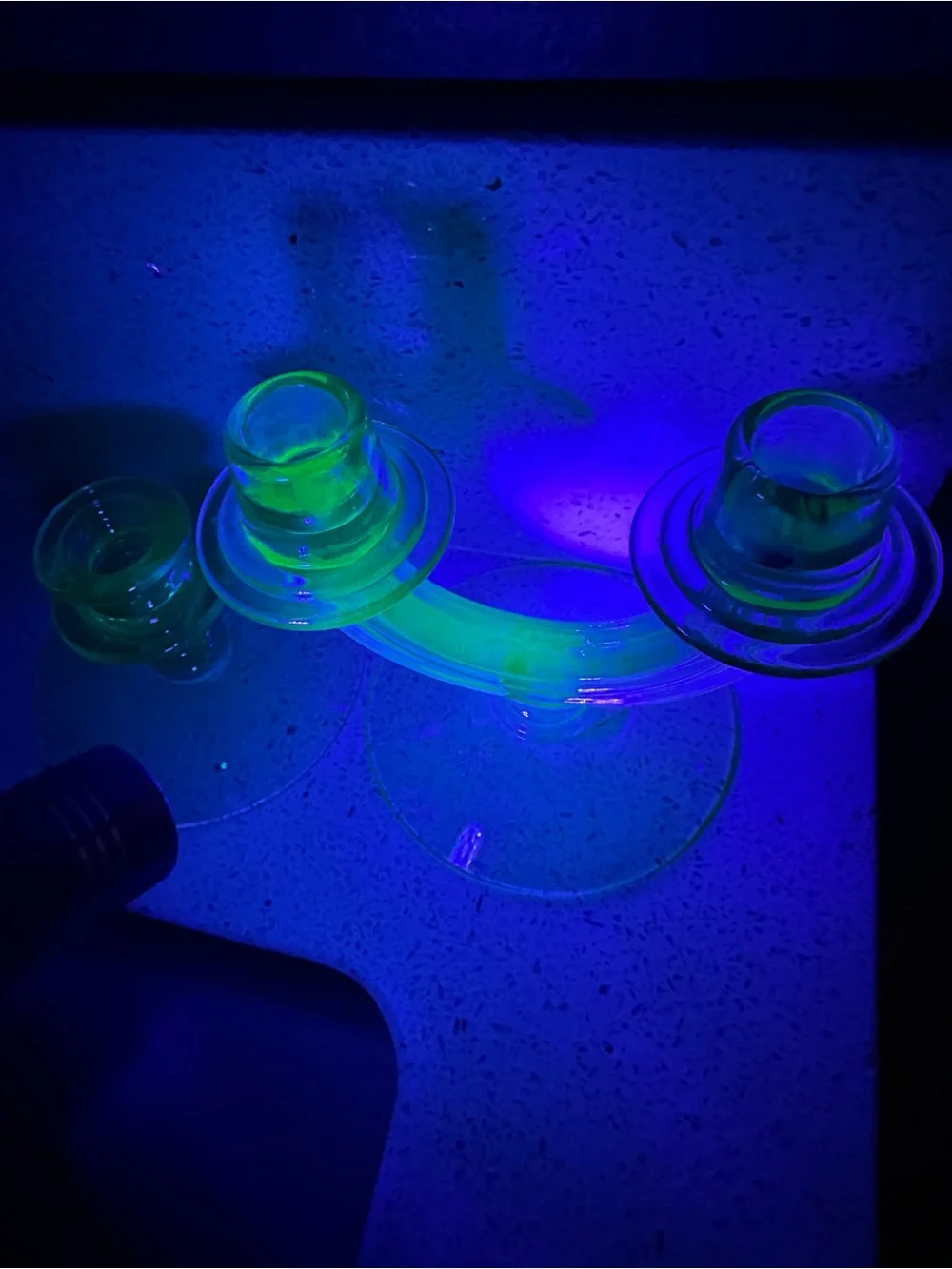 Green glow candlestick holders- Imperfect/flaws